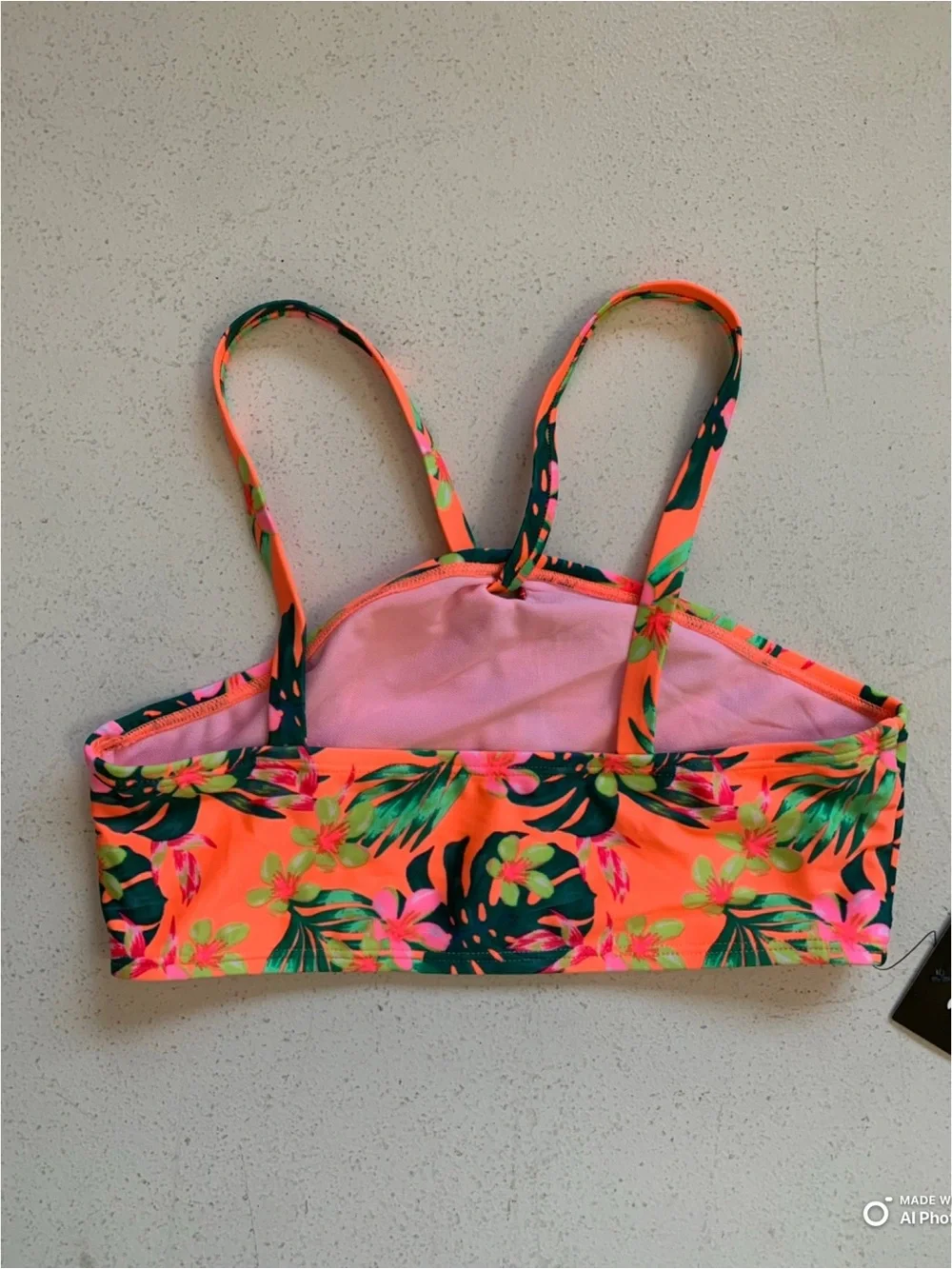 Art Class Girls Neon Orange Tropical Floral Bikini Set Size XL NWT Beach
